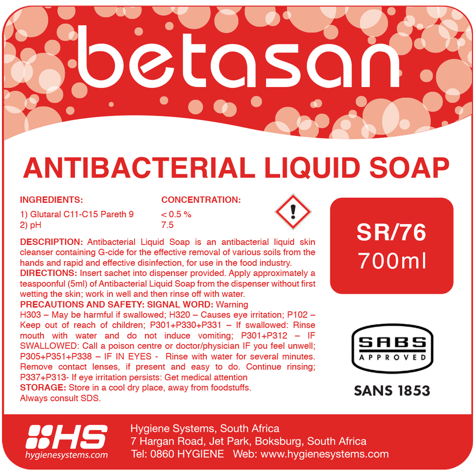 Antibacterial Liquid Soap Dispenser Refill 700ml